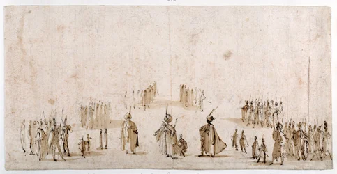 Bozzetto per la messa in scena di gruppi di figure in 