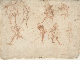 Bozzetti per i Balli di Sfessania (recto) Bozzetti di ballerini (verso)