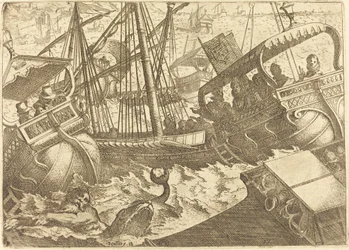Tempesta al largo della costa di Barcellona