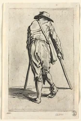 I mendicanti: Mendicante con stampelle, con un cappello