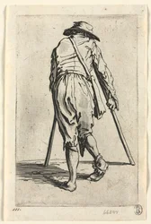 I mendicanti: Mendicante su stampelle, con cappello, c. 1623