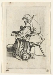I mendicanti: Vecchia donna e gatti