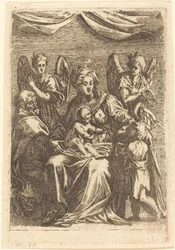 La Sacra Famiglia con due angeli