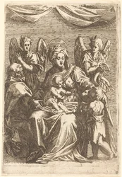 La Sacra Famiglia con due angeli