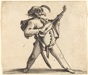 Il comico mascherato che suona una chitarra
