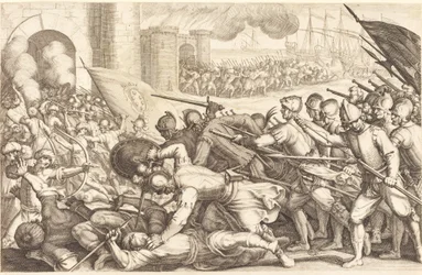 Le truppe forzano il cancello di una città