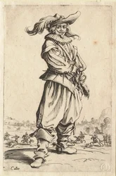 Il guerriero con il cappello ornato da una grande piuma
