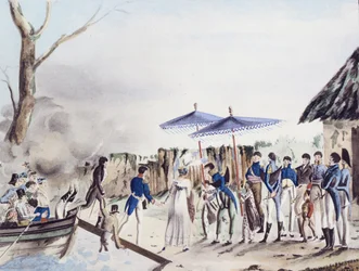 Rose de Freycinet e suo Marito Arrivano a Diely, Timor, da 