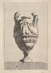 Vaso con una sirena maschio che regge una ghirlanda, da: Vasi, 1746