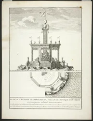 Pianta e prospetto di una sala da musica, tavola tre da Description des Festes Données par la Ville de Paris