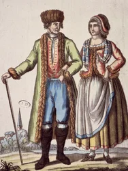Coppia di Praga, incisione di Jacques Grasset de Saint-Sauveur (1757-1810)