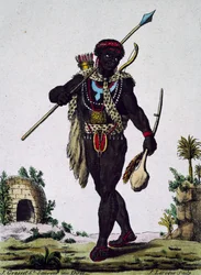 Uomo della tribù Namaquas, Africa, incisione da Encyclopedia of voyages