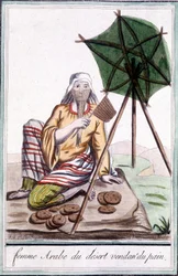 Donna araba del deserto che vende pane - in "Enciclopedia dei viaggi" di Grasset St Sauveur, ed. 1796