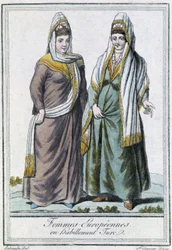 Donne europee in abbigliamento turco - in "Encyclopédie des voyages" di Grasset Saint Sauveur, ed. Parigi 1796
