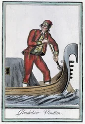 Gondoliere a Venezia - in "Enciclopedia dei viaggi" di Grasset Saint Sauveur, ed. Parigi 1796