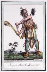 Irochese "in esplorazione" - in "Encyclopedia of Travels" di Grasset St Sauveur, Parigi