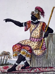 Re di Loango, incisione a colori da un disegno di Labrousse (attivo 1796), dall