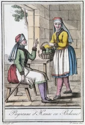 Contadina di Hanac, in Boemia (Cecoslovacchia) - in "Enciclopedia dei viaggi" di Grasset St Sauveur, Parigi