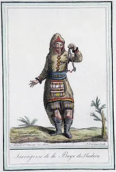 Selvaggia della Baia di Hudson (Canada) - in "Encyclopedia of Travels" di Grasset St Sauveur, ed. 1796