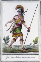 Guerriero del fiume Amazzoni - in "Enciclopedia dei viaggi" di Grasset St Sauveur, ed. 1796