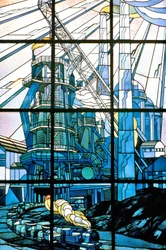 Nancy, Art Nouveau, Vetrate di Jacques Gruber, alla sede di Pont a Mousson, av. de la liberation