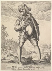 Soldato armato di spada larga e scudo, da Ufficiali e soldati, 1587
