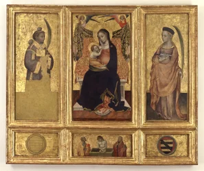 Madonna col Bambino con i santi Stefano e Lucia; Cristo nel sepolcro e i santi Pietro e Paolo, circa 1425