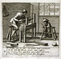 Illustrazione incisa del XVII secolo tratta da una raccolta di proverbi. Parigi 1657-1663. Di Jacques Lagniet (1620-1675). Incisore francese. Da lui provengono molte incisioni socialmente critiche e immagini di scherno, come le sue illustrazioni a volte gr