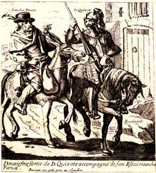 Don Chisciotte su Rossinante, accompagnato da Sancho Panza sul suo asino Grison, verso il 1640 (illustrazione)