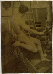 Studio di un modello maschile nudo, visto di schiena, nello studio di Jacques de Lalaing