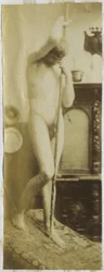 Studio di un modello maschile nudo, in piedi, nell