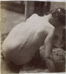 Studio di un modello femminile nudo, visto di schiena, nell