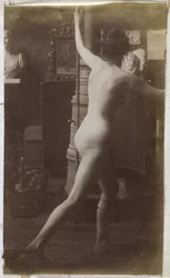 Studio di un modello femminile nudo, visto di schiena, nello studio di Jacques de Lalaing
