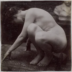 Studio di un modello femminile nudo, visto di lato, nell