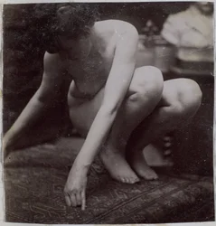 Studio di un modello femminile nudo, visto di fronte, nell