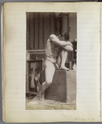 Studio di un modello maschile nudo seduto nello studio di Jacques de Lalaing