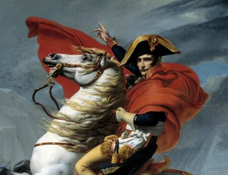 Il Primo Console Napoleone Bonaparte (1769-1821) attraversa le Alpi al passo del Gran San Bernardo nel maggio 1800. Dettaglio. Dipinto di Jacques-Louis David (1748-1825), XIX secolo, Parigi, Musée de l