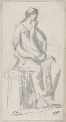Scultura classica di una donna pensierosa