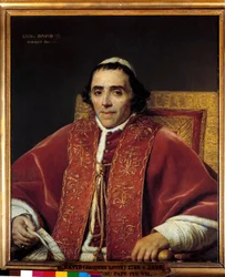Ritratto a mezzo busto di Papa Pio VII (Gregorio Chiaramonti), papa nel 1800. Dipinto di Jacques Louis David