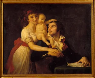 Ritratto di Camille Desmoulins, sua moglie Lucile e il loro figlio Horace Camille