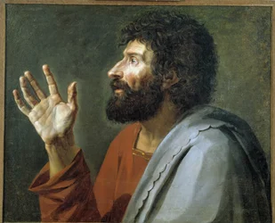 Ritratto di un uomo con una mano in aria