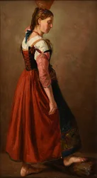Giovane donna romana che trasporta acqua