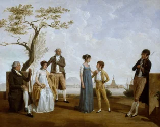 Foto di famiglia davanti al porto