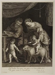 Sacra Famiglia con San Giovanni, inciso da Gilles Rousselet