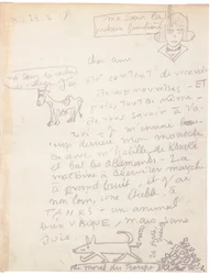 Lettera autografa con disegni