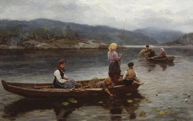 Persone che pescano al lago