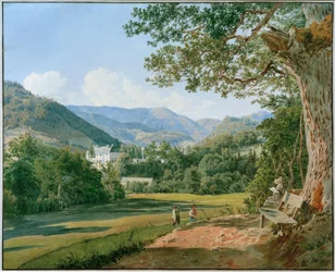 Vista del castello di Striebar vicino a Gresten in Bassa Austria