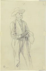 Contadino con cappello e bastone da passeggio