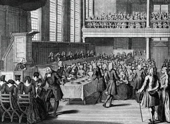 Cena degli anabattisti, incisione di Jacobus van der Schley da Cerimonie e costumi religiosi di tutti i popoli del mondo