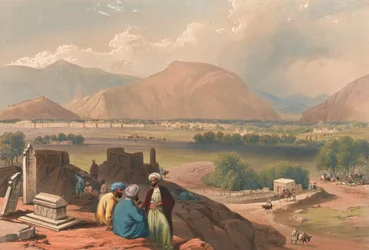 Kabul, da un cimitero sulla cresta della montagna, a nord-est della città (litografia, tinta)